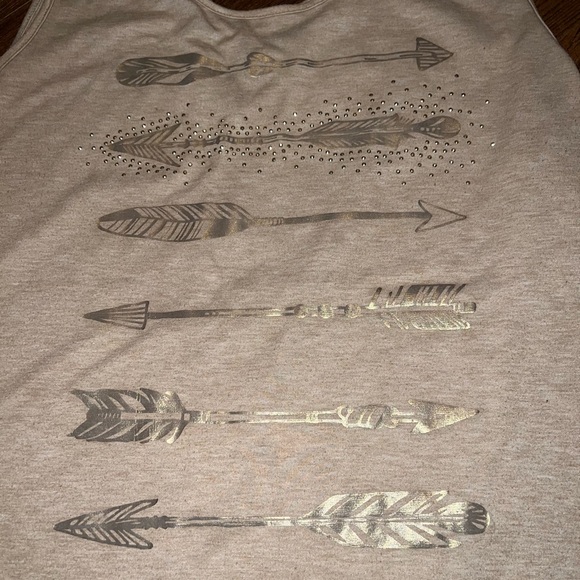 SJS Beige Sleeveless Gold Arrow Design Cut Out Back Tank Top Size 3XL - Picture 5 of 7